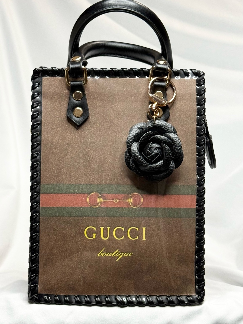 Upcycled Gucci Brown & Black Leather-Trim - Picture 3 of 4